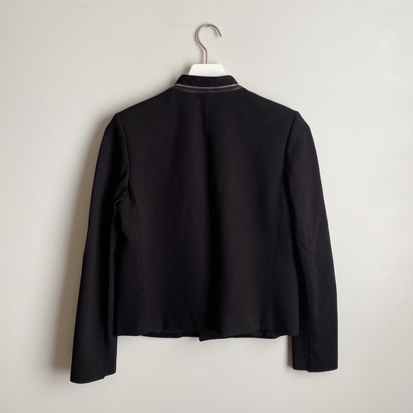 Rebecca Taylor Twill and Leather Tuxedo Blazer in Black - Picture 2 of 7